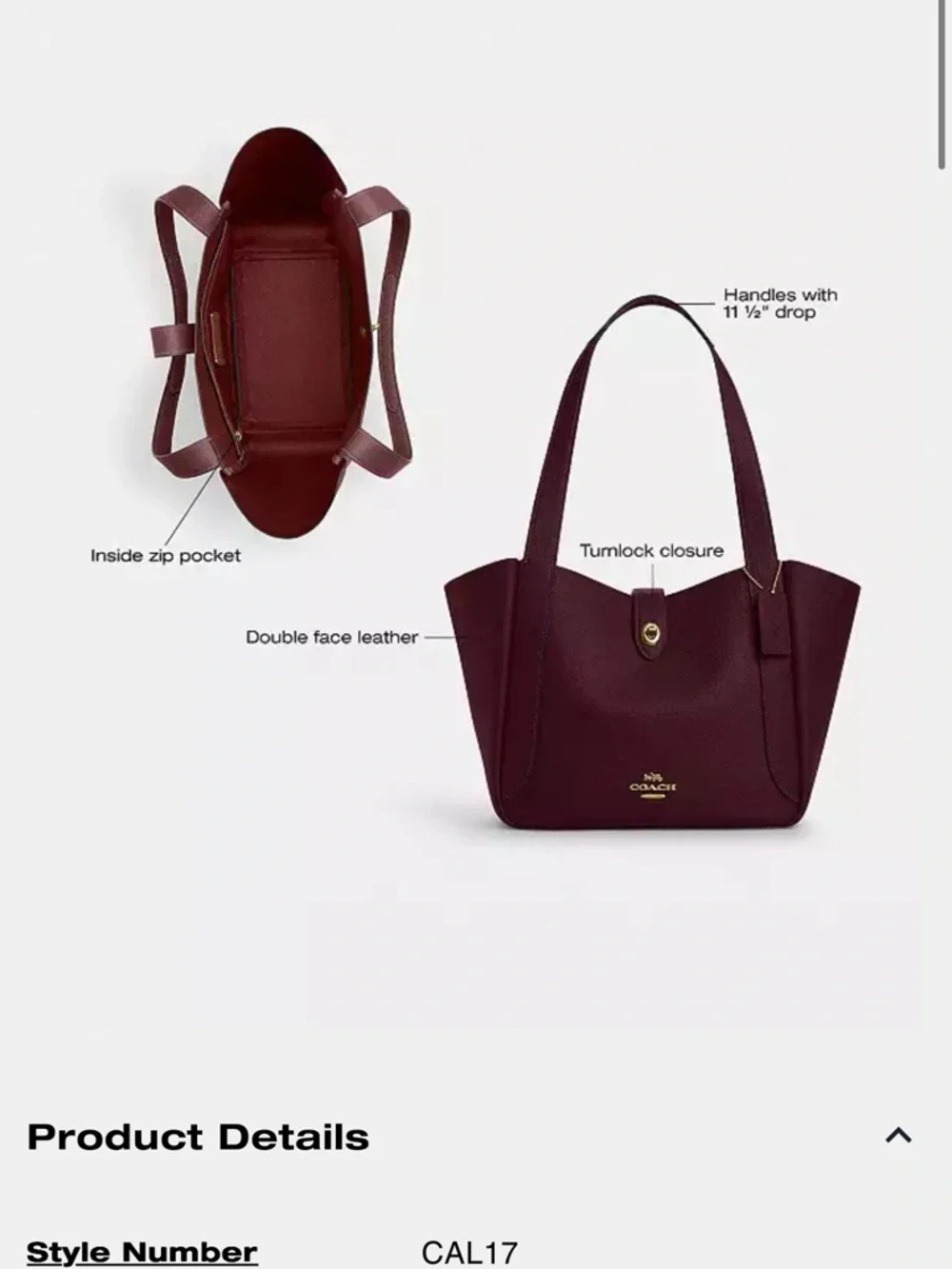 Coach Hadley Turnlock Tote cognac
